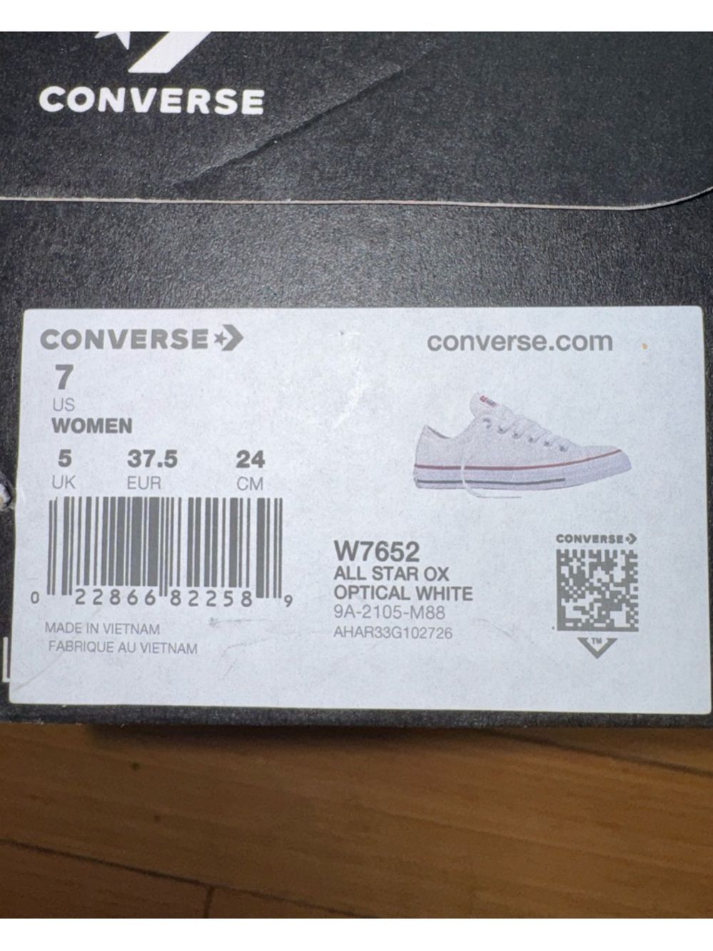 Converse Chuck Taylor All Star Shoes Low Top Optical White W7652 Size 7 Womens - Picture 7 of 7